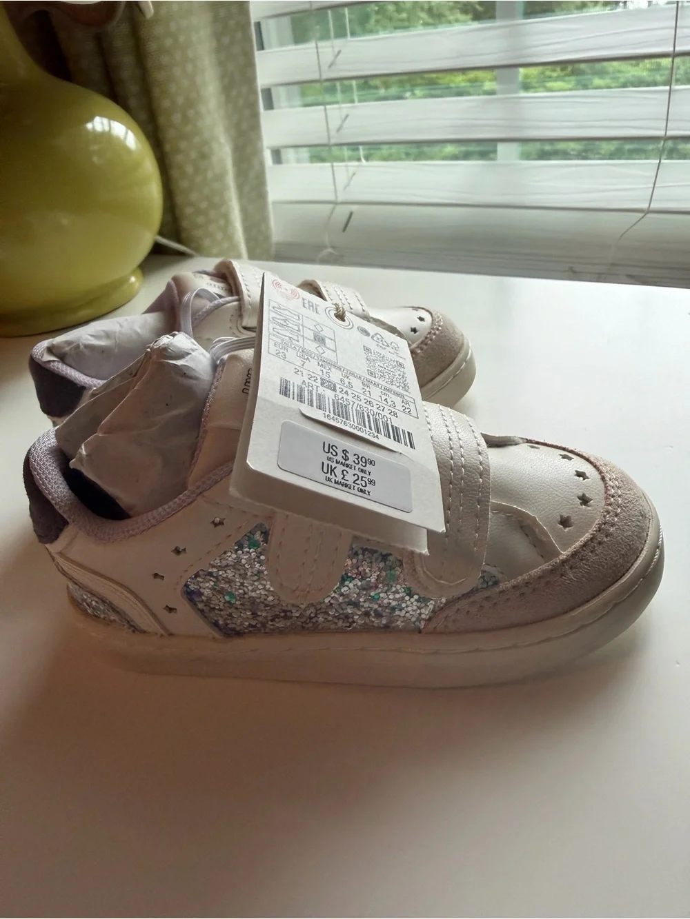Zara Cream & Iridescent Glitter Kids Sneakers